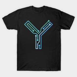 Alphabet Y Circuit Typography Design T-Shirt